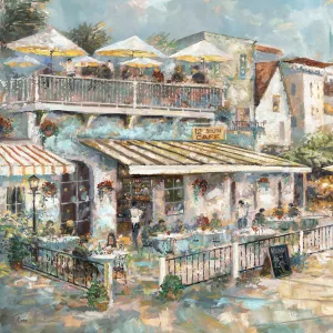 Rooftop Café Detail I by Ruane Manning Oil Painting