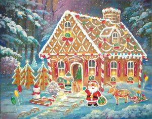 Santa's Ginger Workshop by Ruane Manning Oil Painting