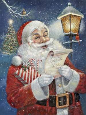 Santa's List by Ruane Manning Oil Painting