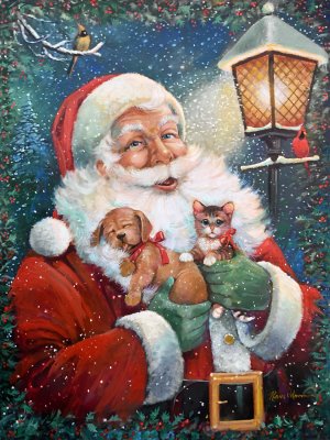 Santa's Special Delivery by Ruane Manning Oil Painting