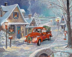 Santa's Tree Farm by Ruane Manning Oil Painting
