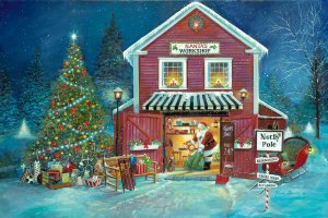 Santa's Workshop by Ruane Manning Oil Painting