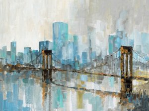Teal City Shadows by Ruane Manning Oil Painting
