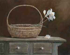 Wicker & Orchids by Ruane Manning Oil Painting