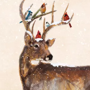 Winter Stag and Friends by Ruane Manning Oil Painting
