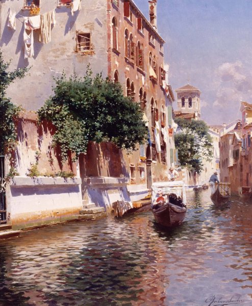 St. Apostoli Canal, Venice by Rubens Santoro - Hand-Painted Oil Painting Reproduction