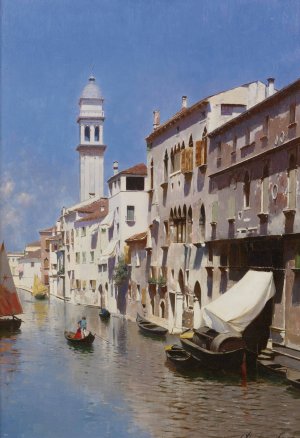 Venetian Canal by Rubens Santoro Oil Painting