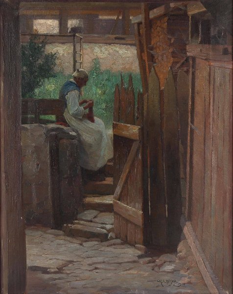 Main Product Photo of Bei der Hausarbeit  Painting by Rudolf Alfred Hoger