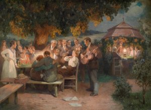 Beim Heurigen by Rudolf Alfred Hoger Oil Painting