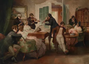 Hausmusik by Rudolf Alfred Hoger Oil Painting