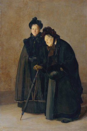 Zwei Schwestern by Rudolf Bacher Oil Painting
