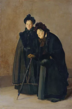 Zwei Schwestern by Rudolf Bacher Oil Painting