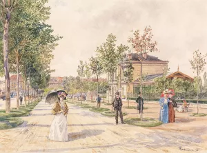 Sonntagsspaziergang am Stubenring Oil painting by Rudolf Bernt