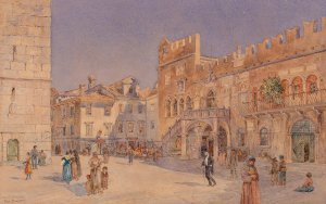 The main square of Koper with the Praetorian Palace by Rudolf Bernt Oil Painting