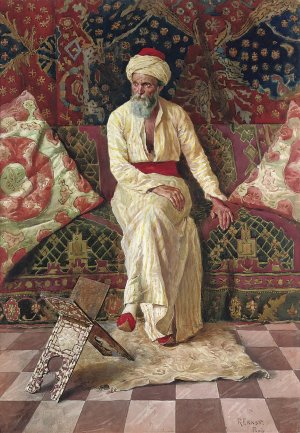A pensive elder by Rudolf Ernst Oil Painting