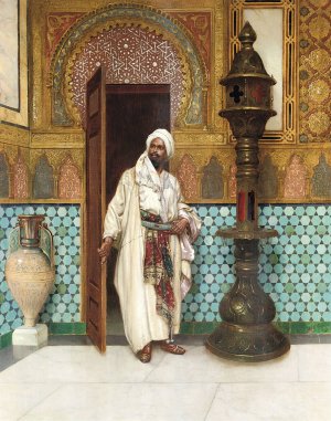 An elegant chieftain in his palace by Rudolf Ernst Oil Painting