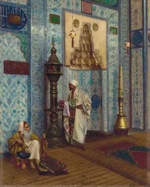 In the Mosque by Rudolf Ernst Oil Painting