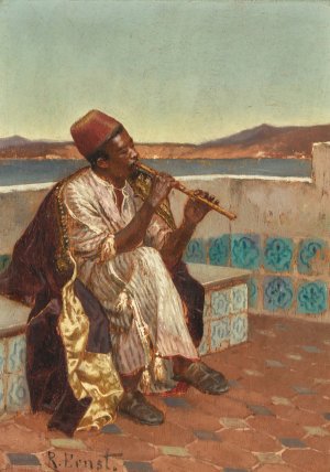 Musician On The Terrace by Rudolf Ernst Oil Painting