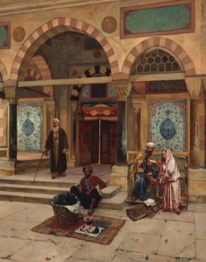 Outside The Mosque by Rudolf Ernst Oil Painting