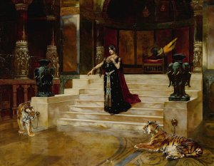 Salome and the tigers by Rudolf Ernst Oil Painting