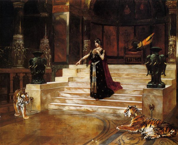 Main Product Photo of Salome and the Tigers Painting by Rudolph Ernst