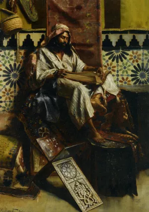 Studying the Koran by Rudolph Ernst - Oil Painting Reproduction