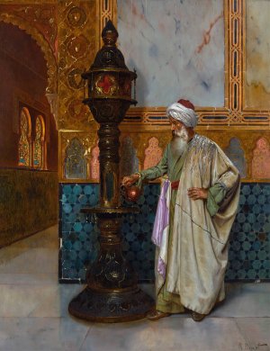 Tending The Lamp by Rudolf Ernst Oil Painting
