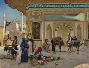 The Fountain Of Ahmed III, Istanbul by Rudolf Ernst Oil Painting