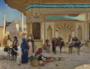The Fountain Of Ahmed III, Istanbul by Rudolf Ernst Oil Painting