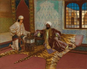 The Narghile Smoker by Rudolf Ernst Oil Painting