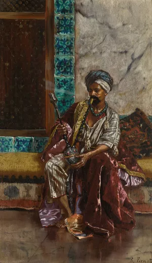 The Nargilah Smoker by Rudolf Ernst Oil Painting