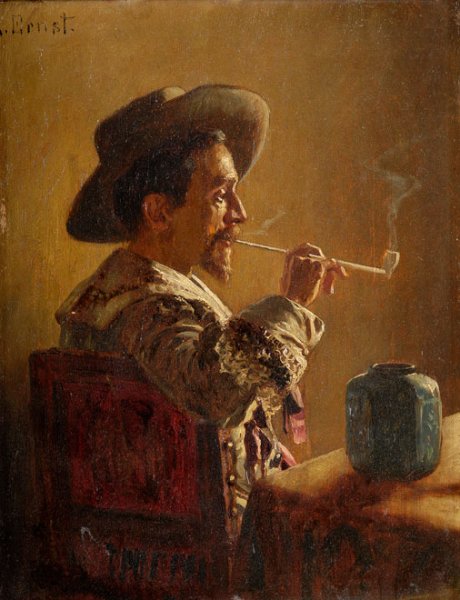 The Smoker by Rudolph Ernst - Hand-Painted Oil Painting Reproduction