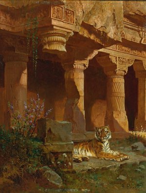 Tiger At Rest by Rudolf Ernst Oil Painting