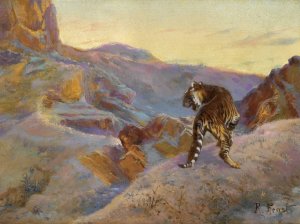 Tiger in the mountains by Rudolf Ernst Oil Painting
