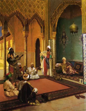 Traveling Musicians Playing for the Sultan by Rudolph Ernst Oil Painting