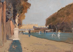 Walking in the Palace Grounds by Rudolf Hellwag Oil Painting