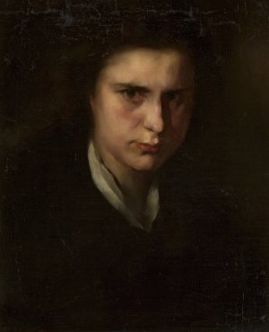 Study of a female head by Rudolf Hirth Du Frenes Oil Painting