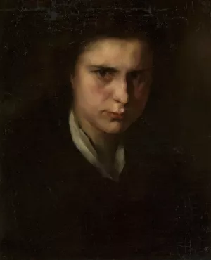 Study of a female head by Rudolf Hirth Du Frenes Oil Painting