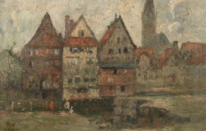 Am Stintmarkt in Luneburg by Rudolf Hockner Oil Painting