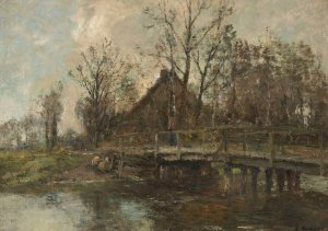 Bauernhof am Wasser by Rudolf Hockner Oil Painting