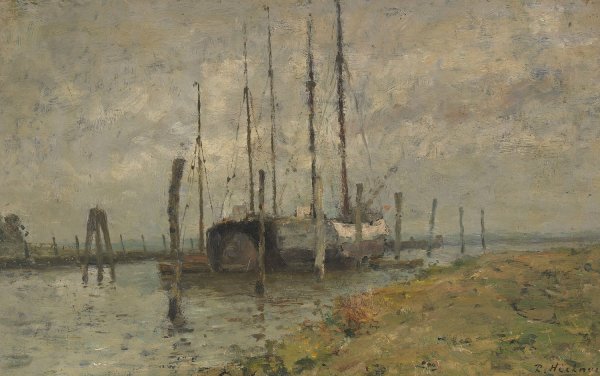 Main Product Photo of Segelboot im Hafen von Schulau  Painting by Rudolf Hockner