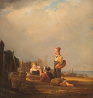 Young fisher playing with the catch by Rudolf Jordan Oil Painting