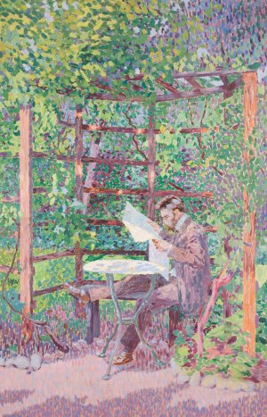 Lesender Mann in einer Laube by Rudolf Junk Oil Painting