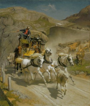 Die Gotthardpost by Rudolf Koller Oil Painting