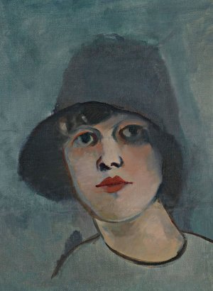 Portrait of a Lady In a Hat by Rudolf Kremlicka Oil Painting
