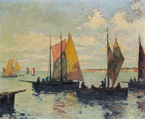 Marine by Rudolf Low Oil Painting