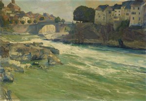 The Rhine at Laufenburg by Rudolf Low Oil Painting