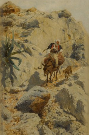 Desert Rider and his Faithful Companion by Rudolf Otto Ritter Von Ottenfeld Oil Painting