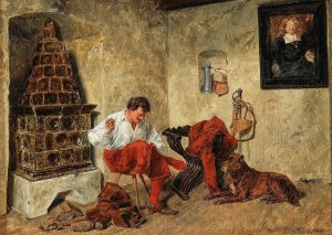 Die Zerissene Hose by Rudolf Otto Ritter Von Ottenfeld Oil Painting