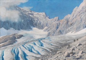 Auf dem HOllentalgletscher by Rudolf Reschreiter Oil Painting